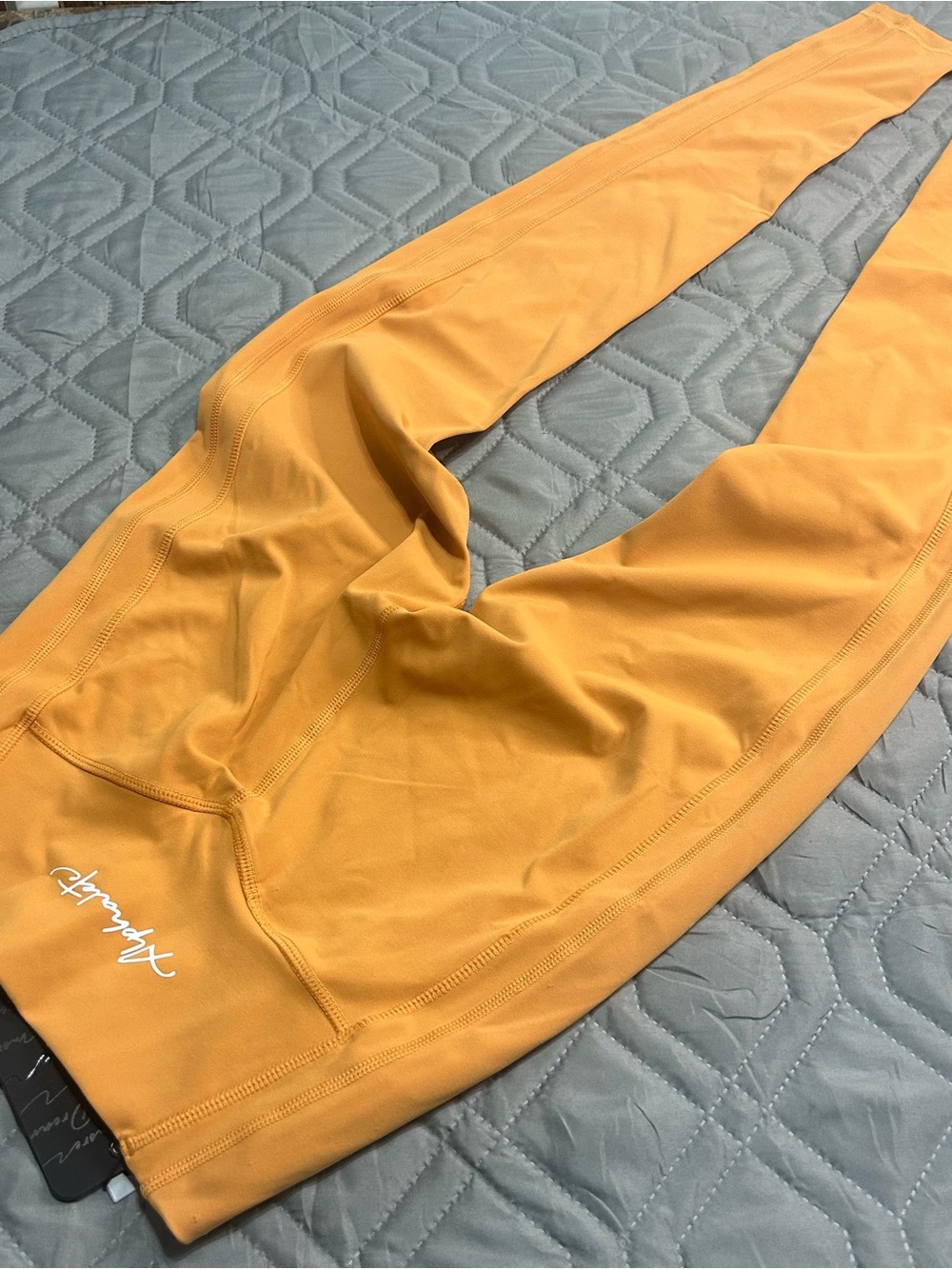 Alphalete Golden Yellow Active Leggings with Logo Tag